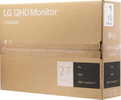 27" Монитор LG 27QN600-B, 2560x1440, IPS, 75Гц, 2хHDMI, 1хDP, черный ...