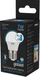 Упаковка ламп LED GAUSS E27, шар, 7Вт, 10 шт.