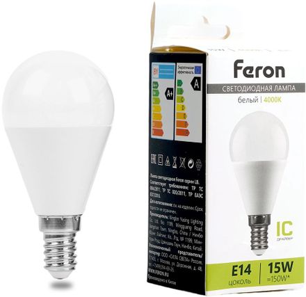 Упаковка ламп LED FERON E14,  шар, 15Вт, LB-990, 10 шт. [52079-10]
