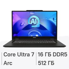 Изображение товара Ноутбук MSI Venture 17 AI A1MG-003XRU 17.3", IPS, Intel Core Ultra 7 155H 1.4ГГц, 16-ядерный, 16ГБ DDR5, 512ГБ SSD,  Intel Arc, без операционной системы, серый [9s7-17u211-003]