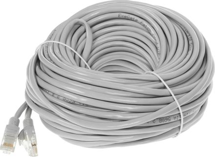 Патч-корд EXEGATE UTP-RJ45-RJ45-5e-30M-GY UTP, кат.5E, 30м, 4 пары, алюминий омедненный, многожильный, серый