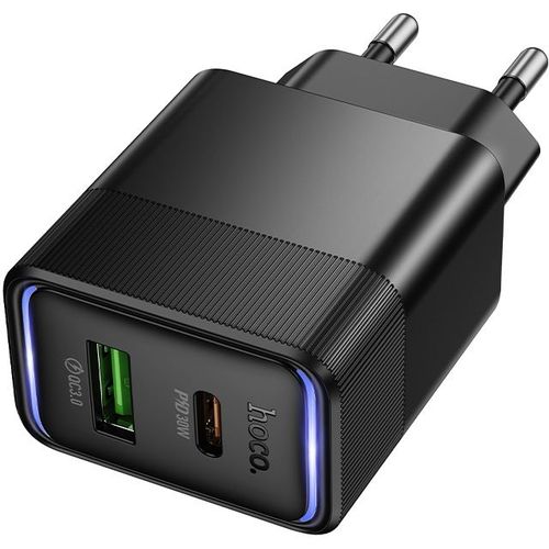 Сетевое зарядное устройство Hoco CS112A Lounge PD30W+QC3.0, USB-A, USB-C, 30Вт, 3A, черный [80387]