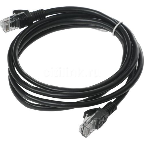 Патч-корд CABLEXPERT PP10-1.5M/BK литой (molded), UTP, кат.5E, 1.5м, 4 пары, 26AWG, 0.02мм, медь, многожильный, черный