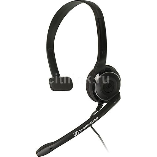 Гарнитура Sennheiser PC 7, для контактных центров, накладные, проводные, моно, черный [504196]