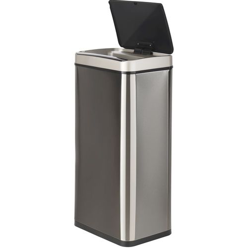 Ведро для мусора TESLER STB-40, 40л, пластик, прямоугольная, сенсорная крышка, серый [stb-40 inox]