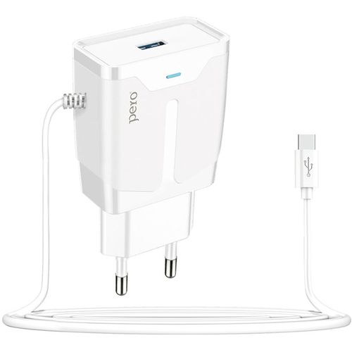 Сетевое зарядное устройство PERO ТС04, USB-A, USB-C, 10.5Вт, 2.1A, белый [тс04w2atc]
