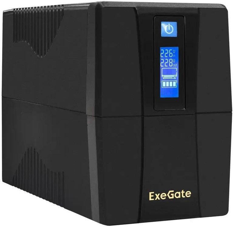 Источник бесперебойного питания ExeGate Power Smart ULB-1000.LCD.AVR.2SH.RJ.USB / 1000 ВА / 550 Вт / 2 x CEE 7 (евророзетка)