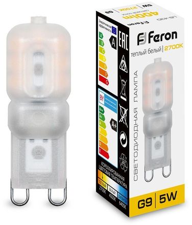 Упаковка ламп LED FERON G9,  капсульная, 5Вт, LB-430, 10 шт. [25636-10]