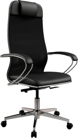 Кресло МЕТТА ErgoLife Comfort, сетка/экокожа, до 150кг, синхромеханизм, фиксированные подлокотники, черный