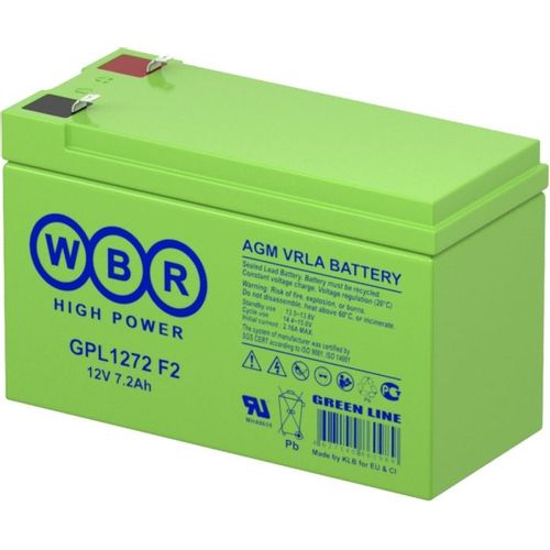 Аккумуляторная батарея WBR GPL1272 F2 для ИБП, 12В, 7.2Ач [gpl1272 f2 wbr]