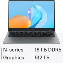 Изображение товара Ноутбук CHUWI GemiBook plus 15.6", IPS, Intel N150 0.8ГГц, 4-ядерный, 16ГБ LPDDR5, 512ГБ SSD, Intel Graphics, Windows 11 Home, серый