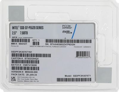 7.7ТБ Серверный SSD накопитель Intel SSDPF2KX076T1N1 PCIe 4.0 x4