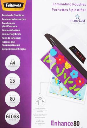 Пленка для ламинирования Fellowes CRC-53962,  80мкм,  216х303 мм,  25шт.,  глянцевая,  A4