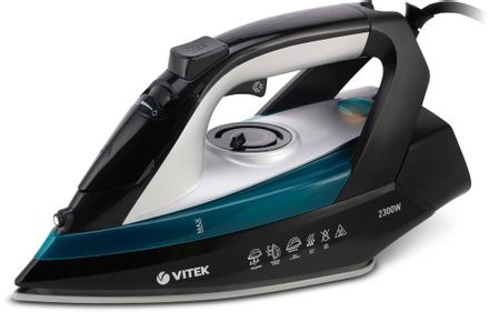 Утюг Vitek VT-8324, с паровым ударом, 2300Вт, черный и белый/синий