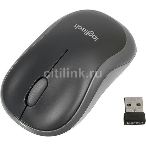 Мышь беспроводная Logitech M185, радио, оптическая, USB, 1000dpi, черный и серый [910-002252]