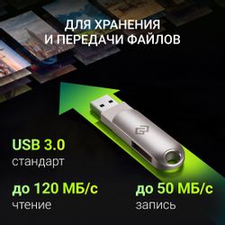 Флешка USB Digma DRIVE3 256ГБ, USB3.0, серебристый