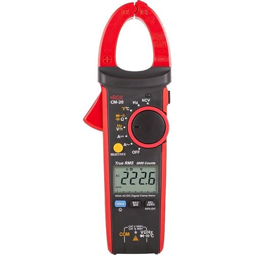 Клещи токоизмерительные RGK CM-20, с поверкой, измер.ток: переменный/постоянный [779692]