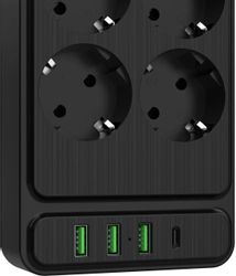 Сетевой фильтр AGNI TP-FS4U6E, 2м, черный