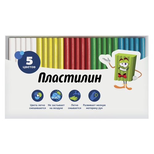 Пластилин Silwerhof Народная коллекция 956145-05, 5 цветов, 50грамм, картонная коробка