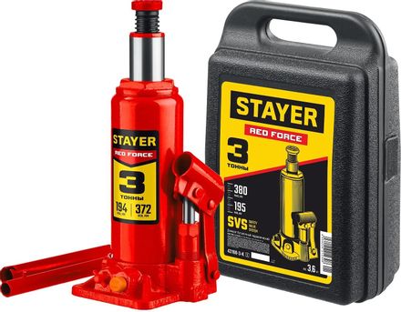 Домкрат гидравлический Stayer 43160-3-K_z01 бутылочный, 3т