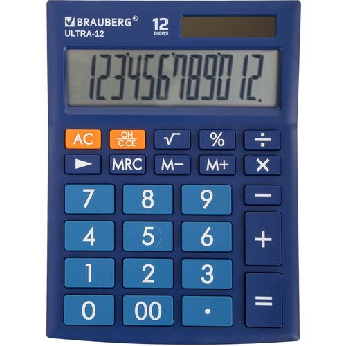 Калькулятор BRAUBERG Ultra, 12-Bu, 12-разрядный, синий