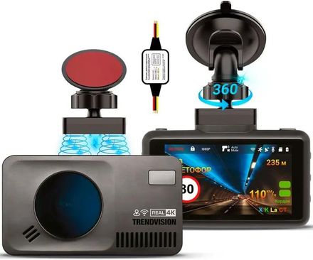 Видеорегистратор с радар-детектором TrendVision DriveCam Real 4K Signature LNA Max, 2160p, GPS, сигнатурный