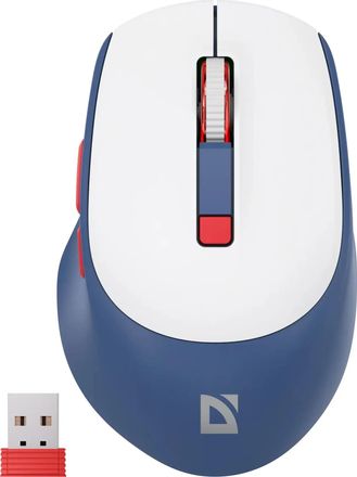 Мышь беспроводная Defender Belsa, Bluetooth/Радио, оптическая, USB, USB-C, 3200dpi, синий и белый [52249]