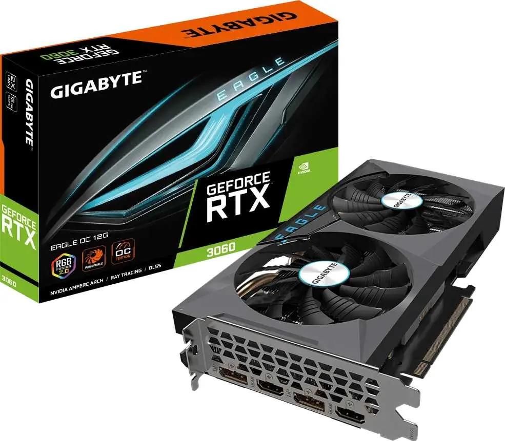 Видеокарта GIGABYTE NVIDIA GeForce RTX 3060 GV-N3060EAGLE OC-12GD 2.0 LHR  12ГБ GDDR6, OC, LHR, Ret – купить в Ситилинк | 1531397