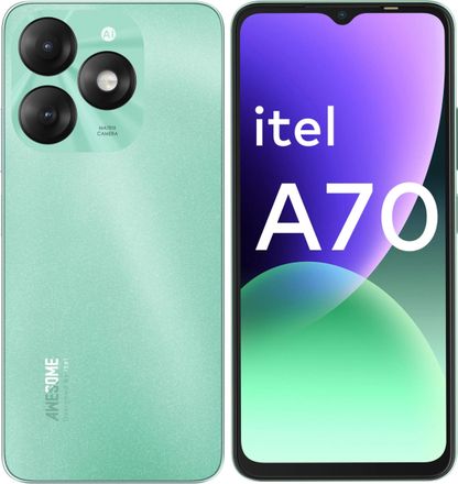 6.6" Смартфон ITEL A70 4/256Gb, A665L, IPS, 60Гц, 5000мAч, зеленый