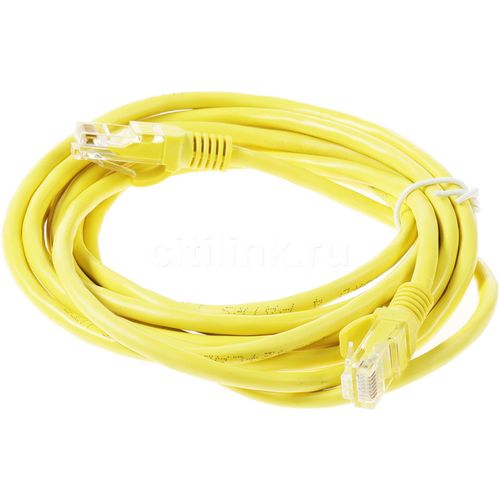 Патч-корд CABLEXPERT PP12-3M/Y литой (molded), UTP, кат.5E, 3м, 4 пары, 26AWG, алюминий омедненный, многожильный, желтый