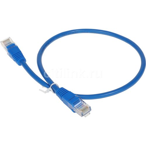 Патч-корд Buro литой (molded), UTP, кат.5E, 0.5м, 4 пары, 26AWG, алюминий омедненный, многожильный, голубой