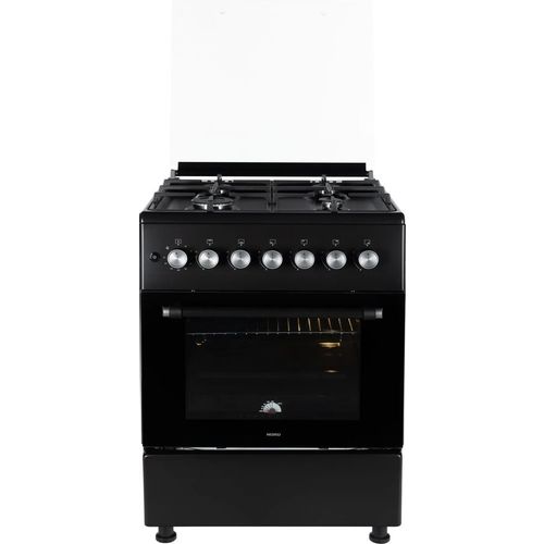 Газовая плита Nord GG 6064 B, газовая духовка, стеклянная крышка, чугун, черный