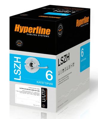 Характеристики Кабель информационный Hyperline кат.6, 305м, серый ...