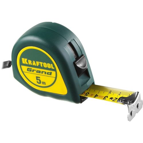 Рулетка строительная Kraftool Grand, 5м x25мм, с магнитным зацепом [34022-05-25]
