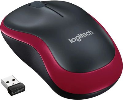 Обзор товара мышь Logitech M185, оптическая, беспроводная, USB, черный и  красный [910-002240] (626878) в интернет-магазине СИТИЛИНК