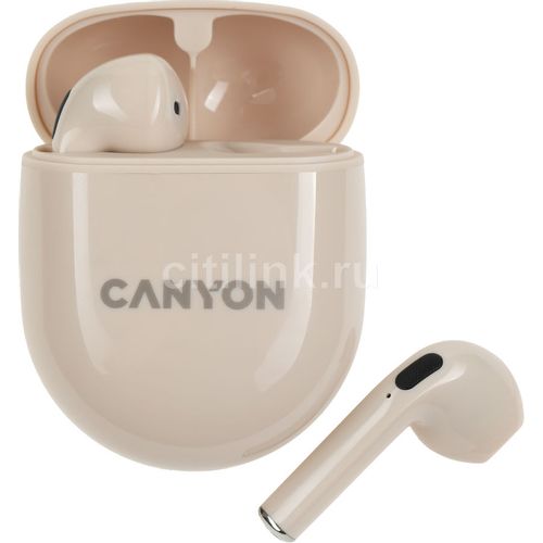 Наушники Canyon TWS-6, Bluetooth, вкладыши, бежевый [cns-tws6be]