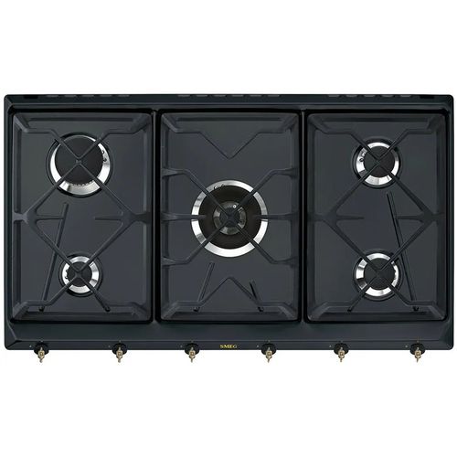 Газовая варочная панель SMEG SRV896AOGH, 5 конфорок, эмалированная сталь, серый