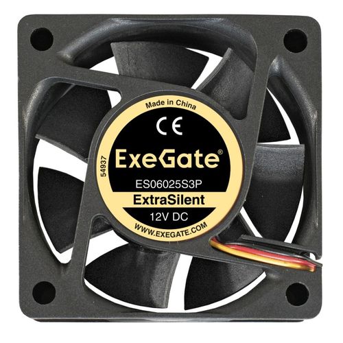 Вентилятор EXEGATE EX283370RUS 60мм, 3-pin, 2500об/мин, 17 дБ, черный, Bulk