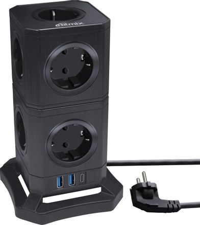 Сетевой фильтр Ritmix RM-292C, 2м, черный