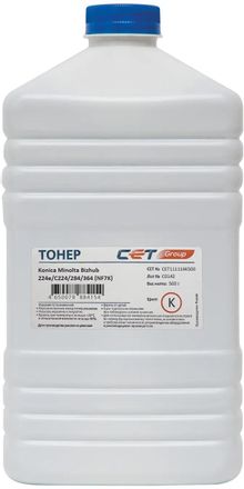 Тонер CET NF7K TN-321K/322/711K/712K, для KONICA MINOLTA Bizhub 224e/C224/284/364, черный, 500грамм, бутылка