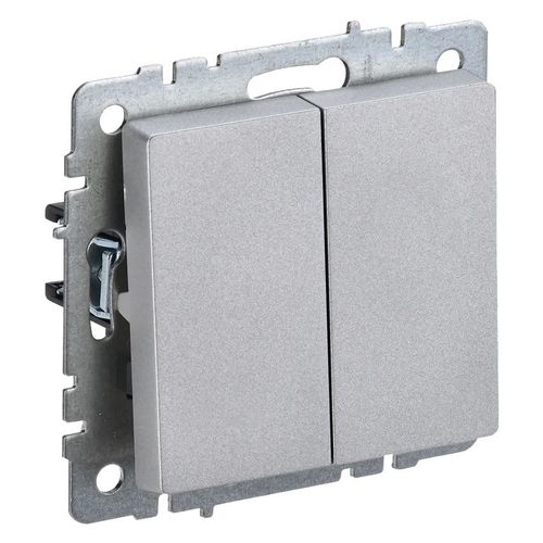 Выключатель IEK Brite ВС10-2-0-БрА, 2-клавишный, установка скрытая, IP20, алюминий [br-v20-0-10-k47]