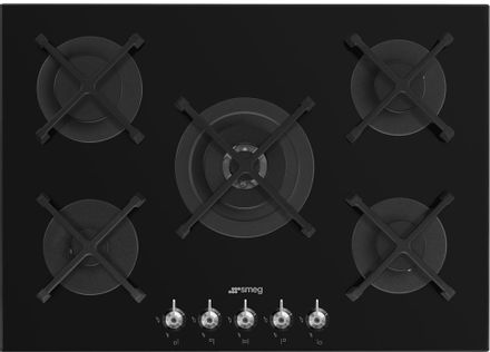 Газовая варочная панель SMEG Classica PV375N, 5 конфорок, закаленное стекло, черный