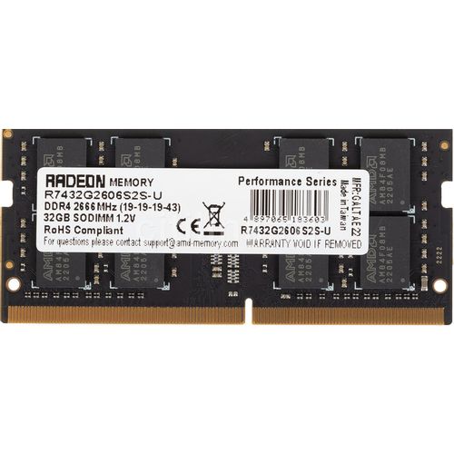 Оперативная память AMD Radeon R7 Performance Series R7432G2606S2S-U DDR4 - 1x 32ГБ 2666МГц, (SO-DIMM), Ret
