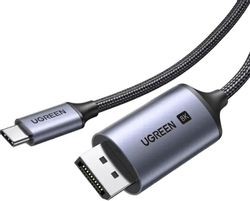 Изображение товара Кабель UGREEN CM556,  USB Type-C (m) (прямой) -  DisplayPort (m) (прямой),  ферритовый фильтр ,  круглое,  2м,  коробка,  серый [25158]
