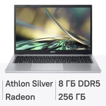 Изображение товара Ноутбук Acer Aspire 3 A315-24P-R103 15.6", IPS, AMD Athlon Silver 7120U 2.4ГГц, 2-ядерный, 8ГБ LPDDR5, 256ГБ SSD,  AMD Radeon  610M, без операционной системы, серебристый [nx.kdecd.005]