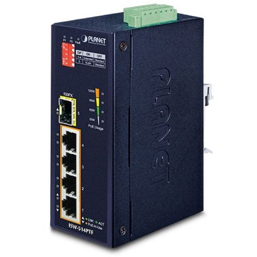 Коммутатор PLANET ISW-514PTF, неуправляемый, 4 RJ-45, 10/100 Мбит/с