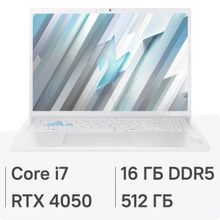 Изображение товара Игровой ноутбук Acer Nitro Lite 16 16 IPS Intel Core i7 16ГБ SSD RTX 4050 без ОС белый