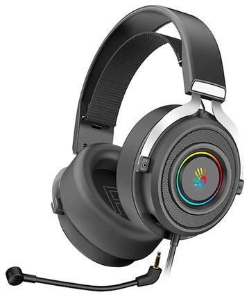 Гарнитура игровая A4TECH Bloody G535,  для компьютера, мониторные,  проводные, черный  / серебристый [g535 (black+silver) usb]