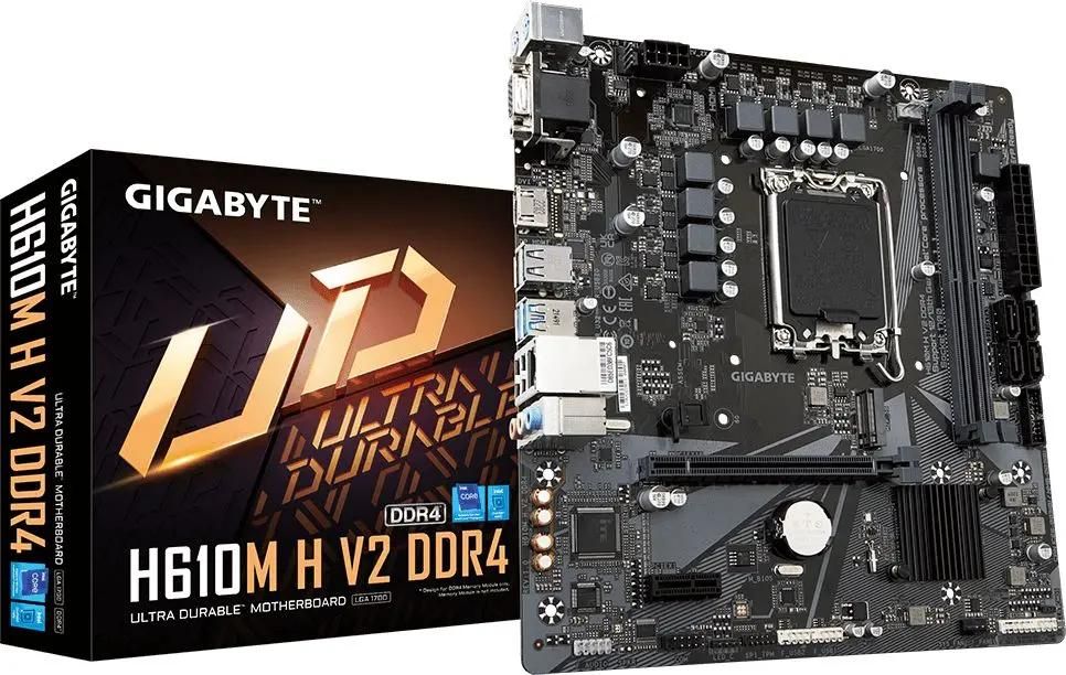 Материнская плата GIGABYTE H610M H V2 DDR4, LGA 1700, Intel H610, mATX, Ret  – купить в Ситилинк | 1916168