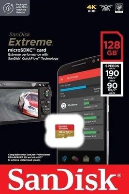 Карта памяти microSDXC UHS-I Sandisk Extreme 128 ГБ, 190 МБ/с, Class 10 ...